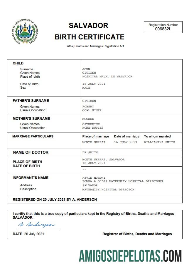 Para baixar modelo Word e PDF de certidão de nascimento de Salvador